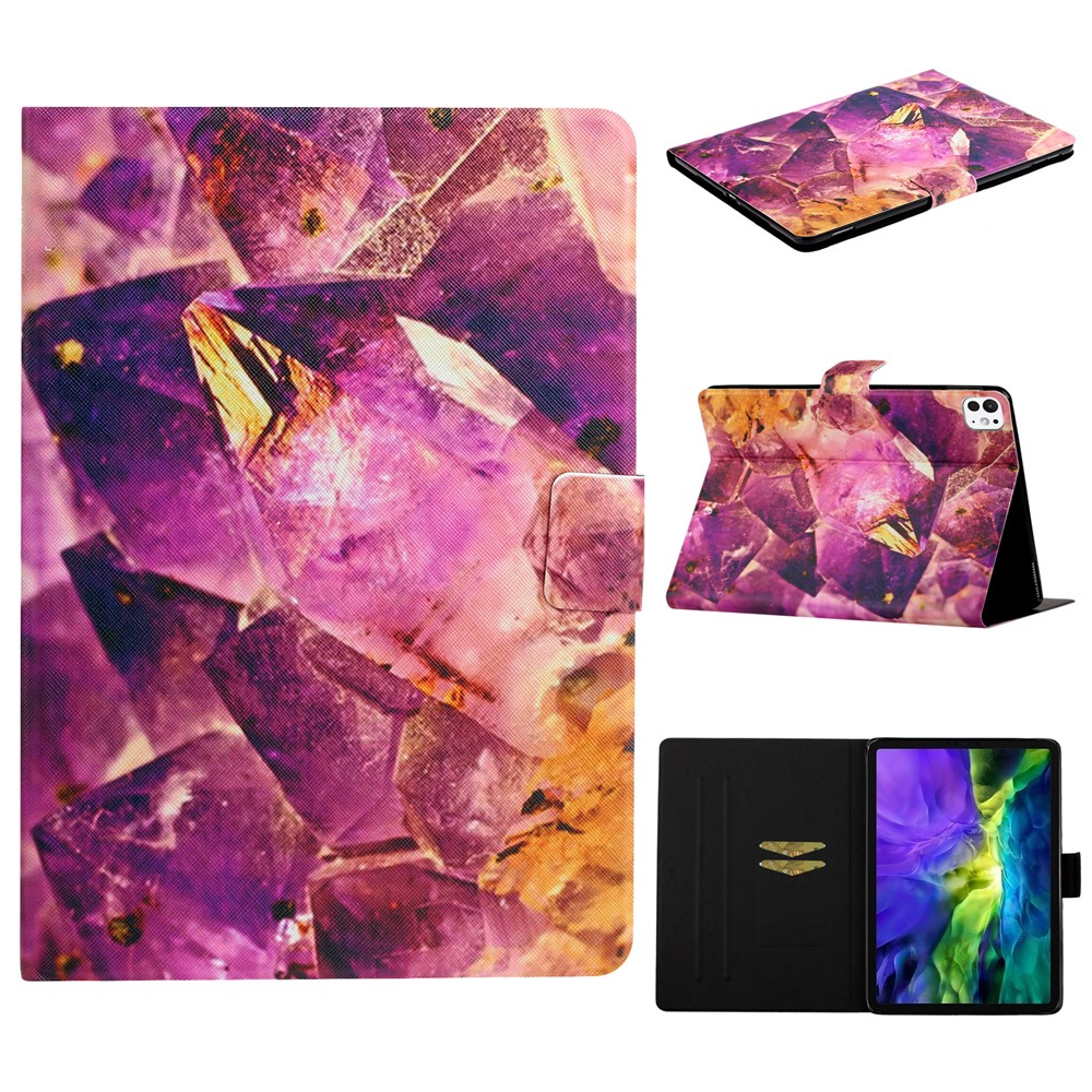 For iPad Pro 11 (2025) / 11 (2024) Case Pattern Printed Leather Stand Tablet Cover Card Holder - Amethyst