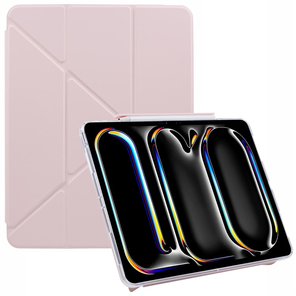 MUTURAL For iPad Pro 13 (2025) / 13 (2024) Case Origami Stand Leather Smart Tablet Cover Retractable Pen Slot - Pink