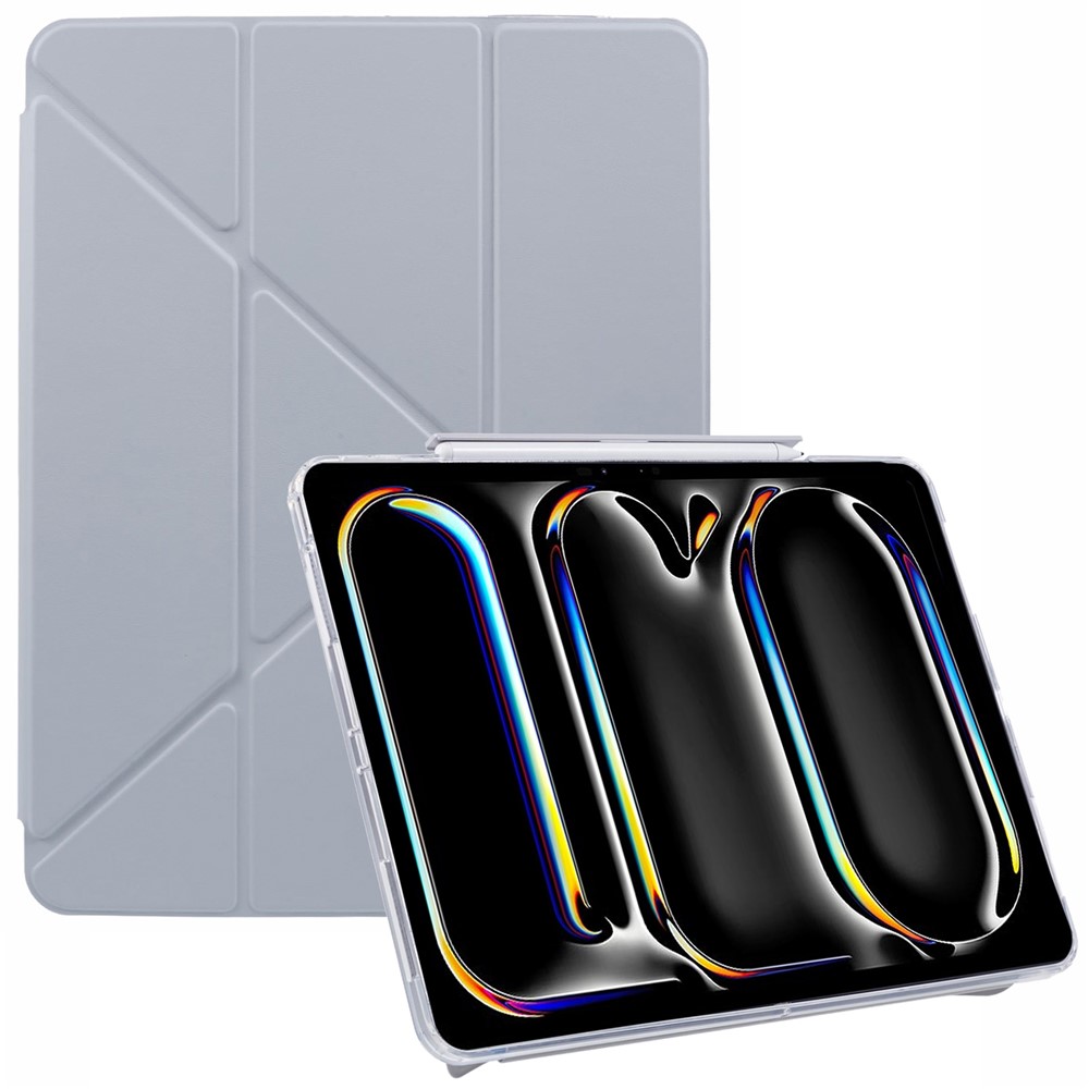 MUTURAL For iPad Pro 13 (2025) / 13 (2024) Case Origami Stand Leather Smart Tablet Cover Retractable Pen Slot - Grey