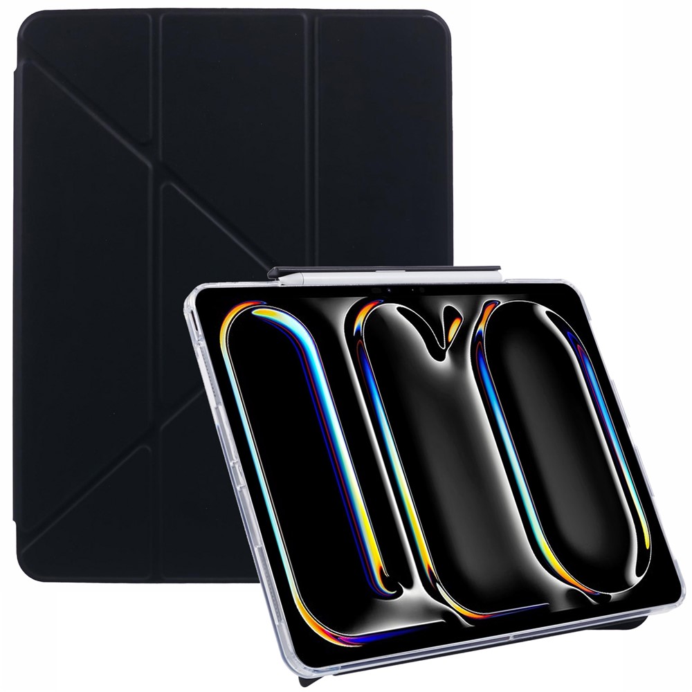MUTURAL For iPad Pro 13 (2025) / 13 (2024) Case Origami Stand Leather Smart Tablet Cover Retractable Pen Slot - Black