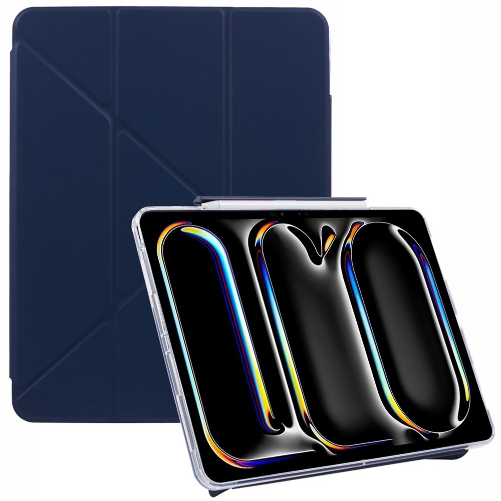 MUTURAL For iPad Pro 13 (2025) / 13 (2024) Case Origami Stand Leather Smart Tablet Cover Retractable Pen Slot - Dark Blue