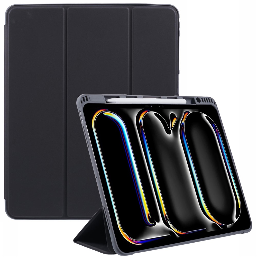 MUTURAL For iPad Pro 13 (2025) / 13 (2024) Case Tri-Fold Stand Tablet Leather Cover Auto Wake / Sleep - Black