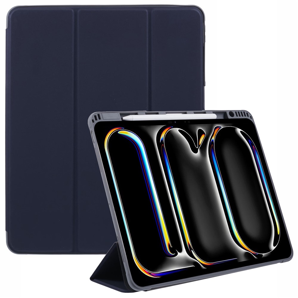 MUTURAL For iPad Pro 13 (2025) / 13 (2024) Case Tri-fold Stand Tablet Leather Cover Auto Wake / Sleep - Dark Blue
