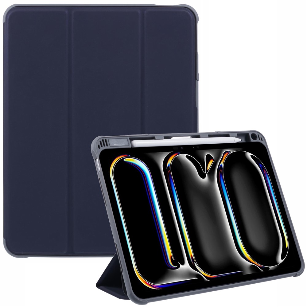 MUTURAL For iPad Pro 11 (2025) / 11 (2024) Case Smart Leather Tablet Cover with Pencil Holder Tri-Fold Stand - Dark Blue