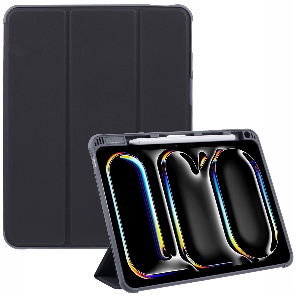 MUTURAL For iPad Pro 11 (2025) / 11 (2024) Case Smart Leather Tablet Cover with Pencil Holder Tri-Fold Stand - Black