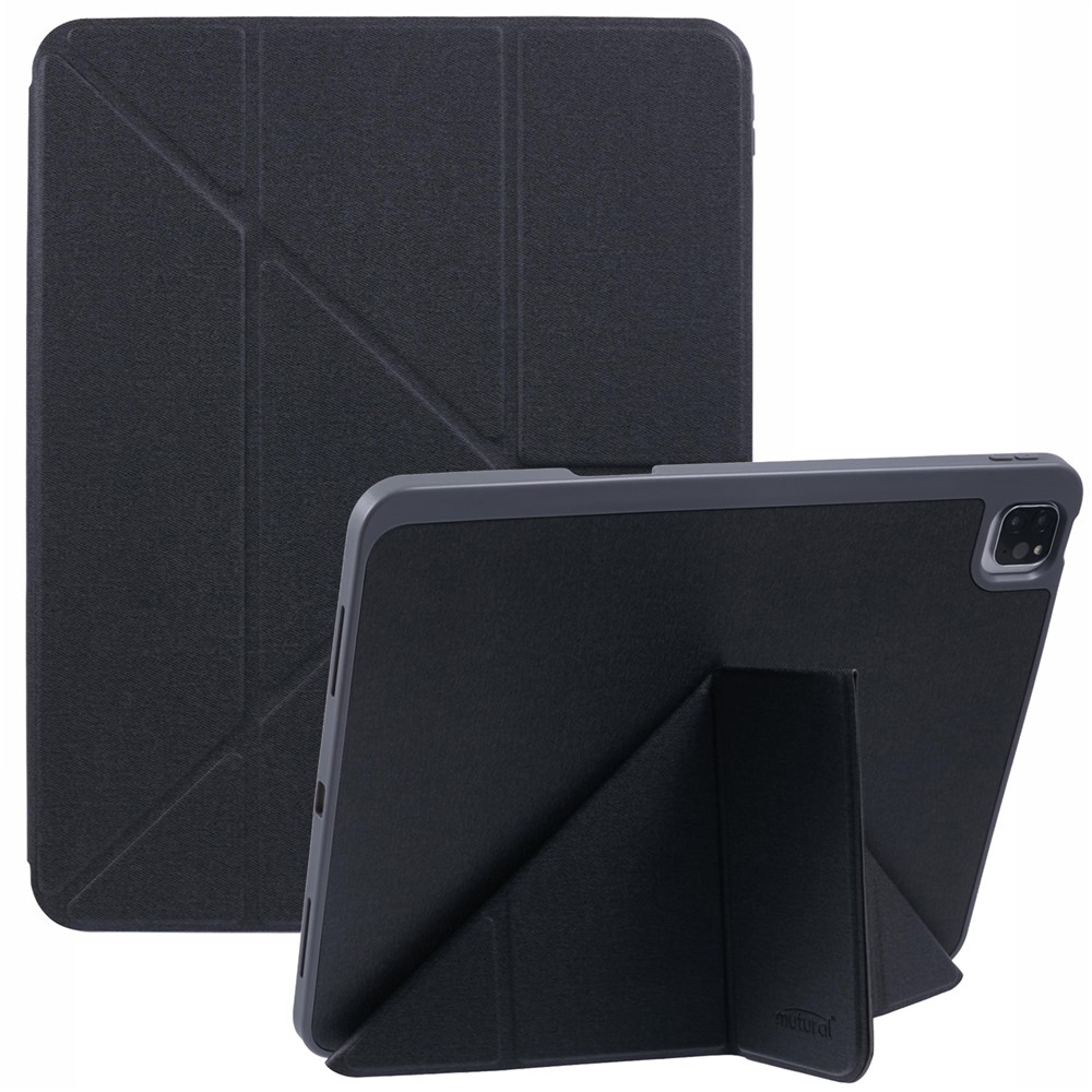MUTURAL For iPad Pro 13 (2025) / 13 (2024) Case with Pencil Holder Origami Stand Leather Tablet Cover - Black