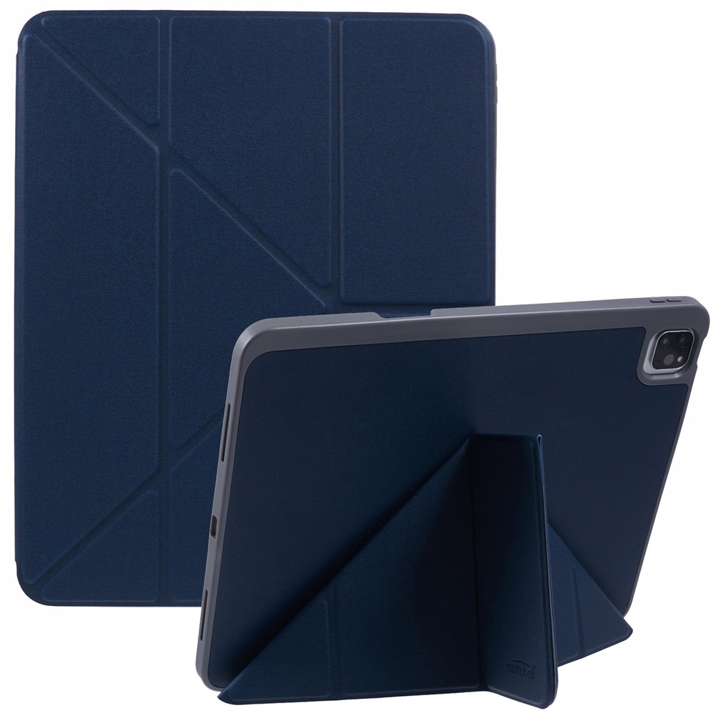 MUTURAL For iPad Pro 13 (2025) / 13 (2024) Case with Pencil Holder Origami Stand Leather Tablet Cover - Blue