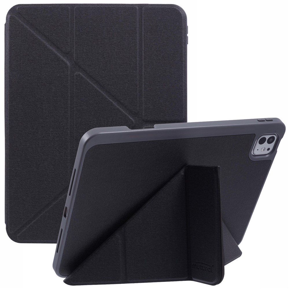 MUTURAL For iPad Pro 11 (2025) / 11 (2024) Case Origami Stand Pencil Slot Protective Leather Tablet Cover - Black