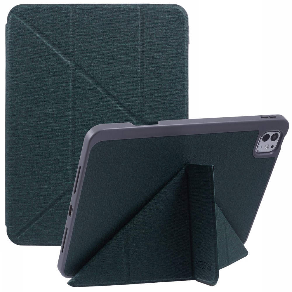 MUTURAL For iPad Pro 11 (2025) / 11 (2024) Case Origami Stand Pencil Slot Protective Leather Tablet Cover - Green
