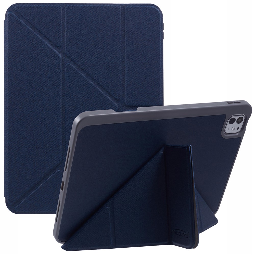 MUTURAL For iPad Pro 11 (2025) / 11 (2024) Case Origami Stand Pencil Slot Protective Leather Tablet Cover - Blue