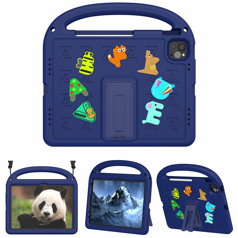 For iPad Pro 11 (2022) / (2021) / (2020) / (2018) / Air (2022) / (2020) Case Cartoon Design EVA+PC Tablet Cover - Navy Blue