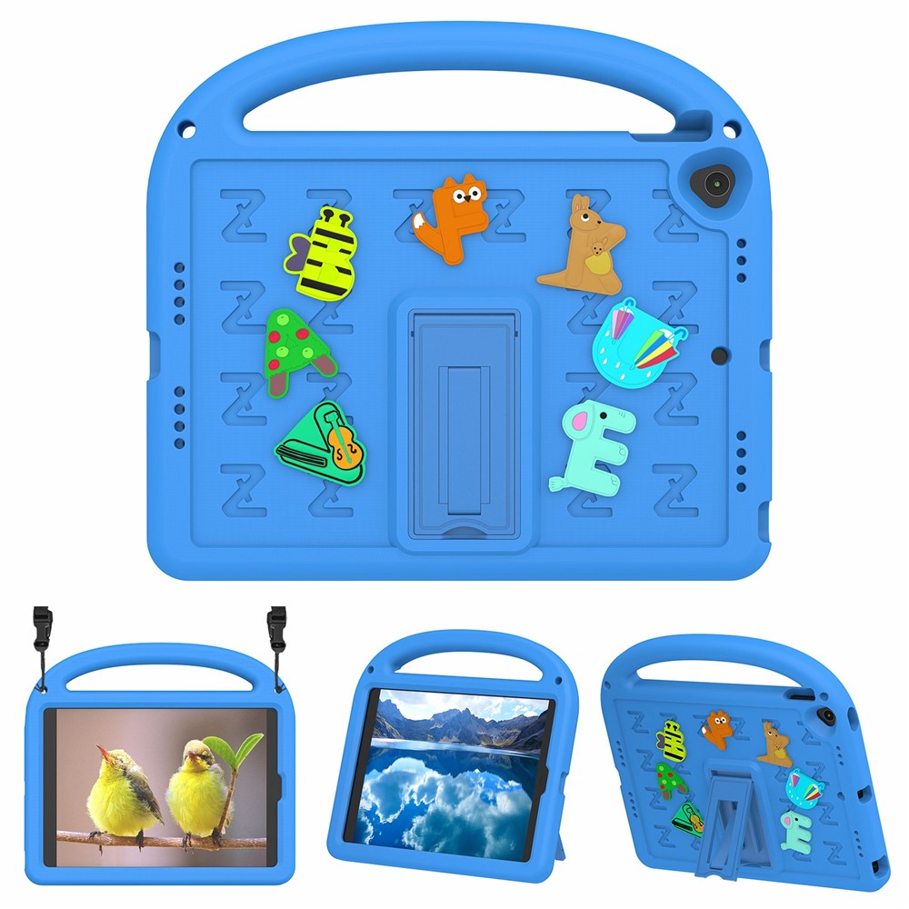 For iPad 10.2 (2021) / (2020) / (2019) Kickstand Case EVA+PC Tablet Cover Cartoon Design - Blue