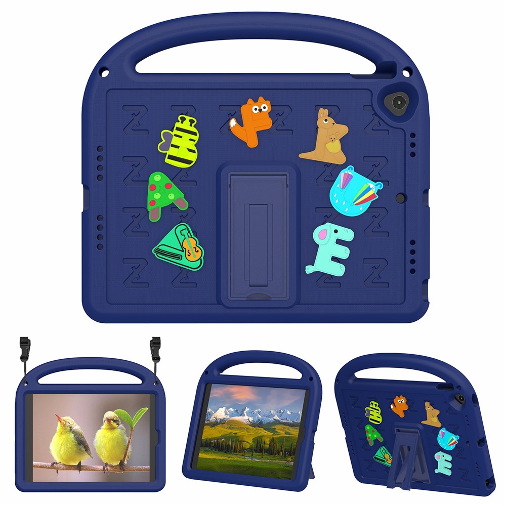 For iPad 10.2 (2021) / (2020) / (2019) Kickstand Case EVA+PC Tablet Cover Cartoon Design - Navy Blue
