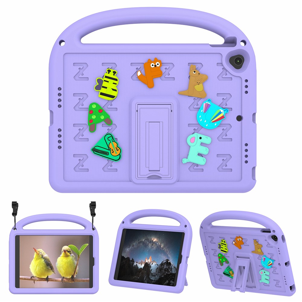 For iPad 10.2 (2021) / (2020) / (2019) Kickstand Case EVA+PC Tablet Cover Cartoon Design - Purple
