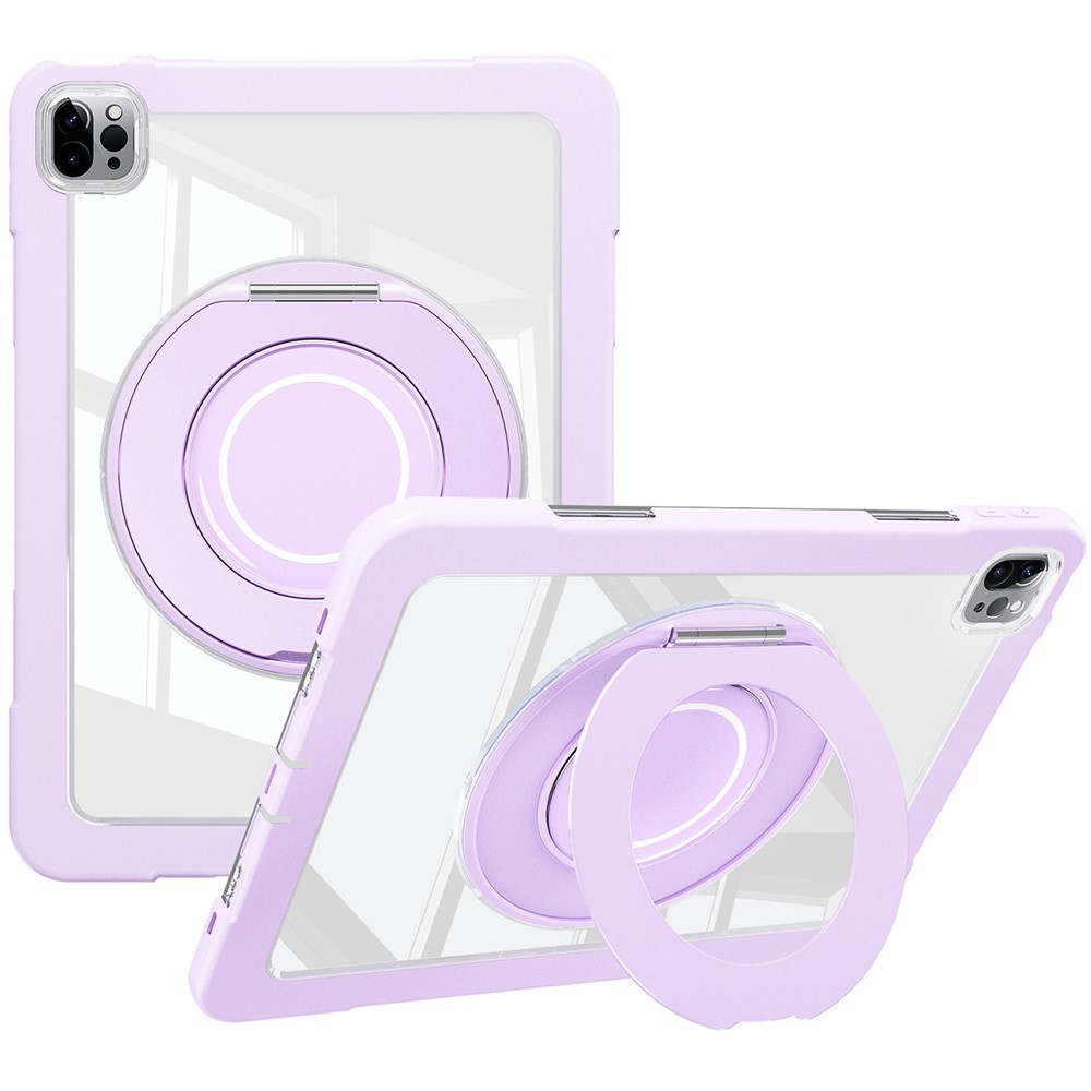 For iPad Pro 11 (2022) / (2021) / (2020) / Air (2022) / (2020) Case Swivel Kickstand PC+Silicone Anti-Drop Tablet Cover - Purple