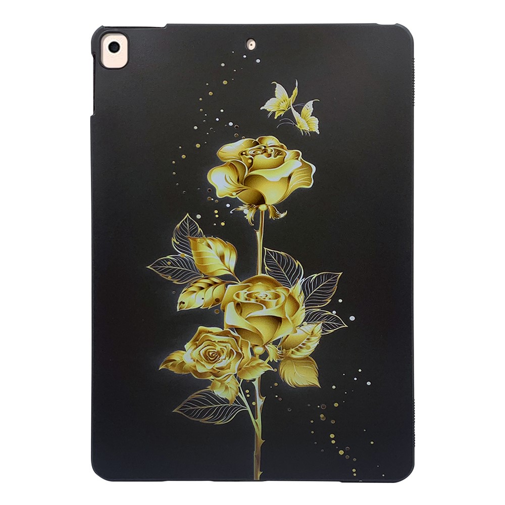 For iPad 10.2 (2021)  /  (2020)  /  (2019) TPU Case Pattern Printing Slim Tablet Protective Cover - Gold Rose