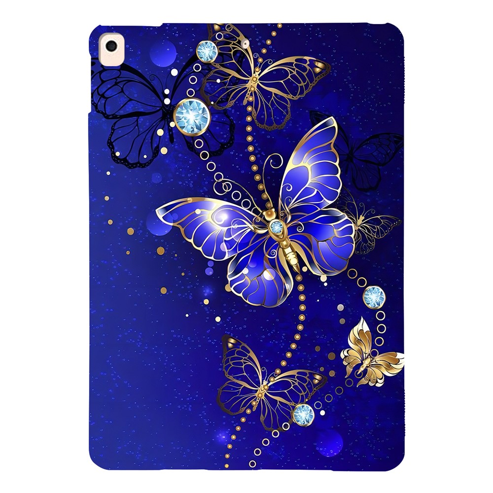 For iPad 10.2 (2021)  /  (2020)  /  (2019) TPU Case Pattern Printing Slim Tablet Protective Cover - Blue/Gold Butterfly