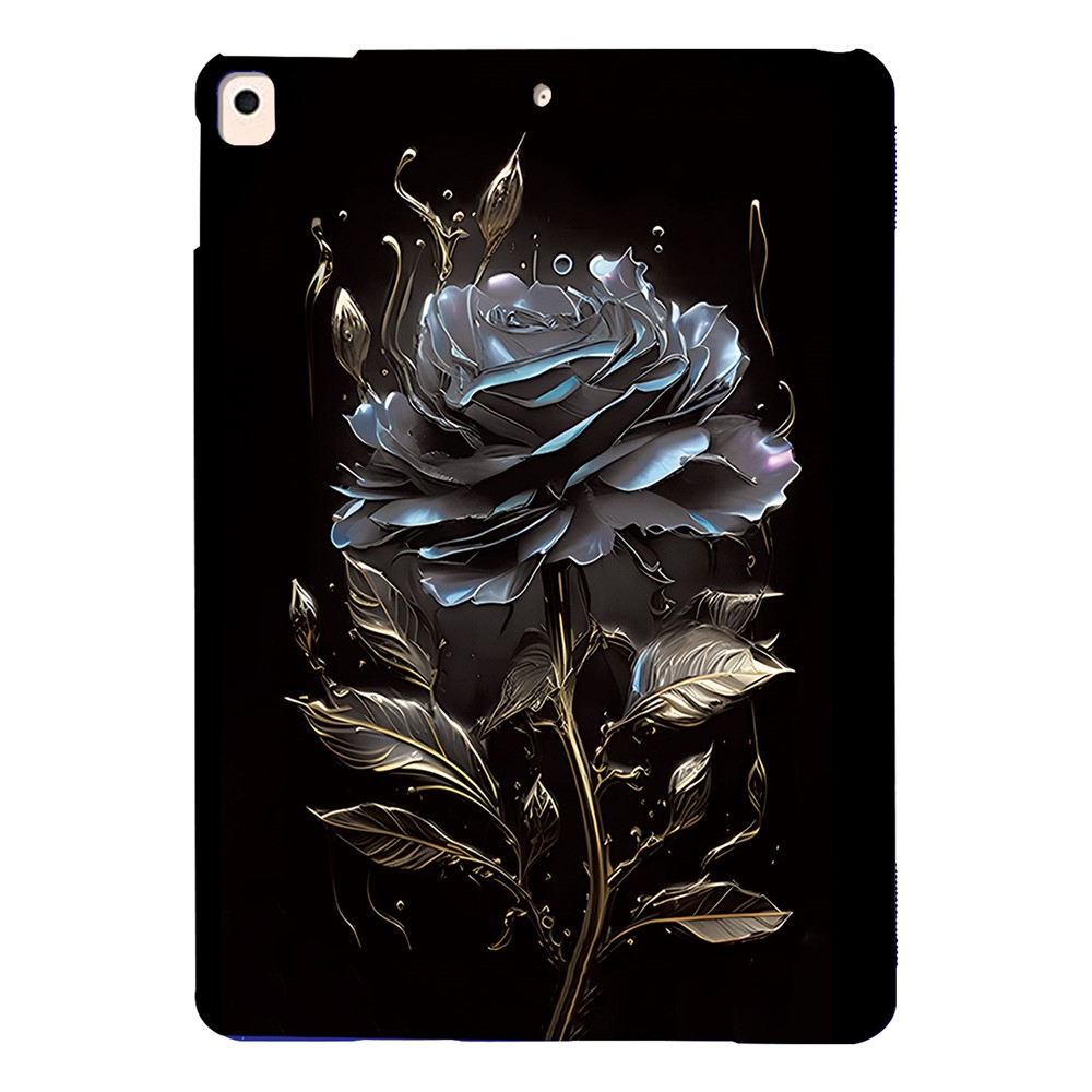 For iPad 10.2 (2021)  /  (2020)  /  (2019) TPU Case Pattern Printing Slim Tablet Protective Cover - Grey Rose