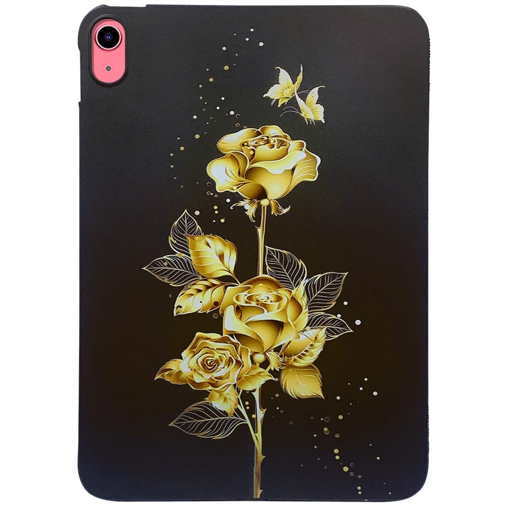 For iPad (2025) / 10.9 (2022) TPU Case Pattern Printing Slim Tablet Protective Cover - Gold Rose
