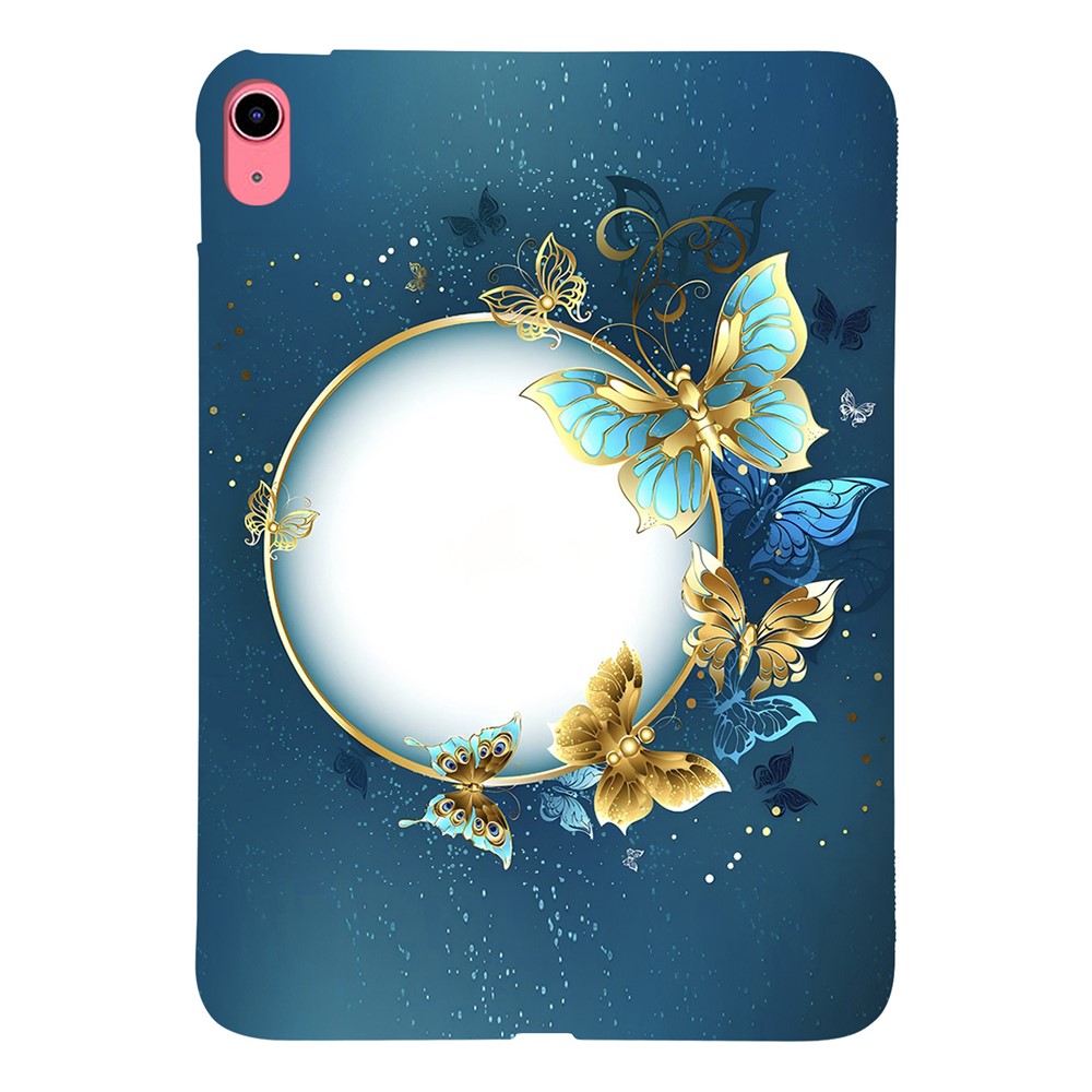 For iPad (2025) / 10.9 (2022) TPU Case Pattern Printing Slim Tablet Protective Cover - Moon and Butterfly