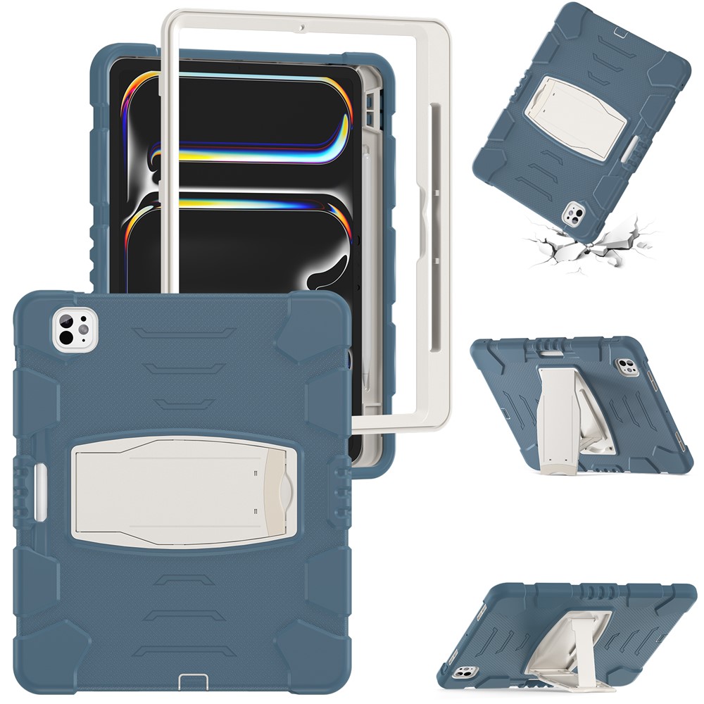 For iPad Pro 13 (2025) / (2024) Kickstand Case PC+Silicone Anti-drop Tablet Cover - Cornflower Blue