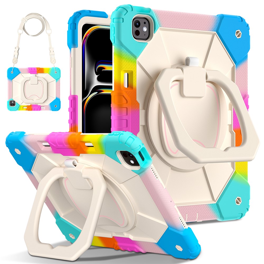 For iPad Pro 13 (2025) / 13 (2024) Kickstand Case Silicone+PC Tablet Cover - Colorful / Blue