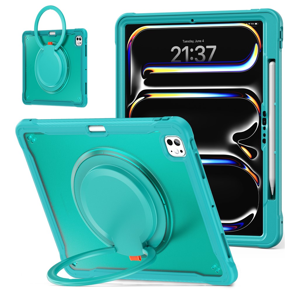 For iPad Pro 13 (2025) / (2024) Case Rotary Kickstand PC+TPU+Silicone Tablet Cover - Baby Blue