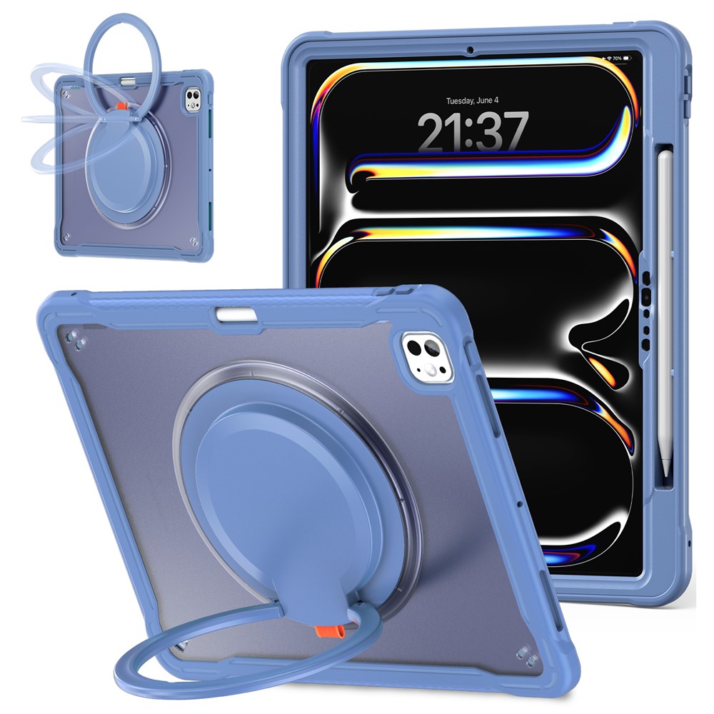 For iPad Pro 13 (2025) / (2024) Case Rotary Kickstand PC+TPU+Silicone Tablet Cover - Lavender Grey