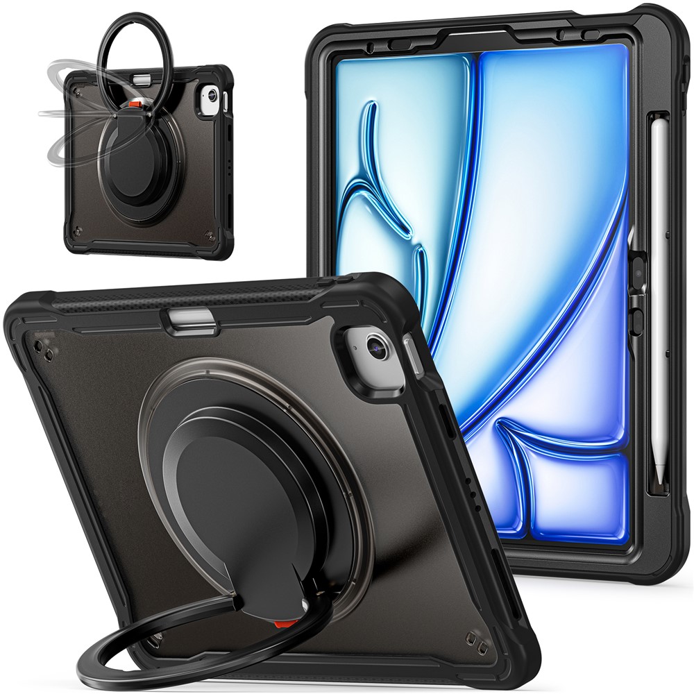 For iPad Air 11 (2025) / (2024) / Air (2022) / (2020) / Pro 11 (2022) / (2021) / (2020) / (2018) Case Rotary Kickstand Tablet Cover - Black