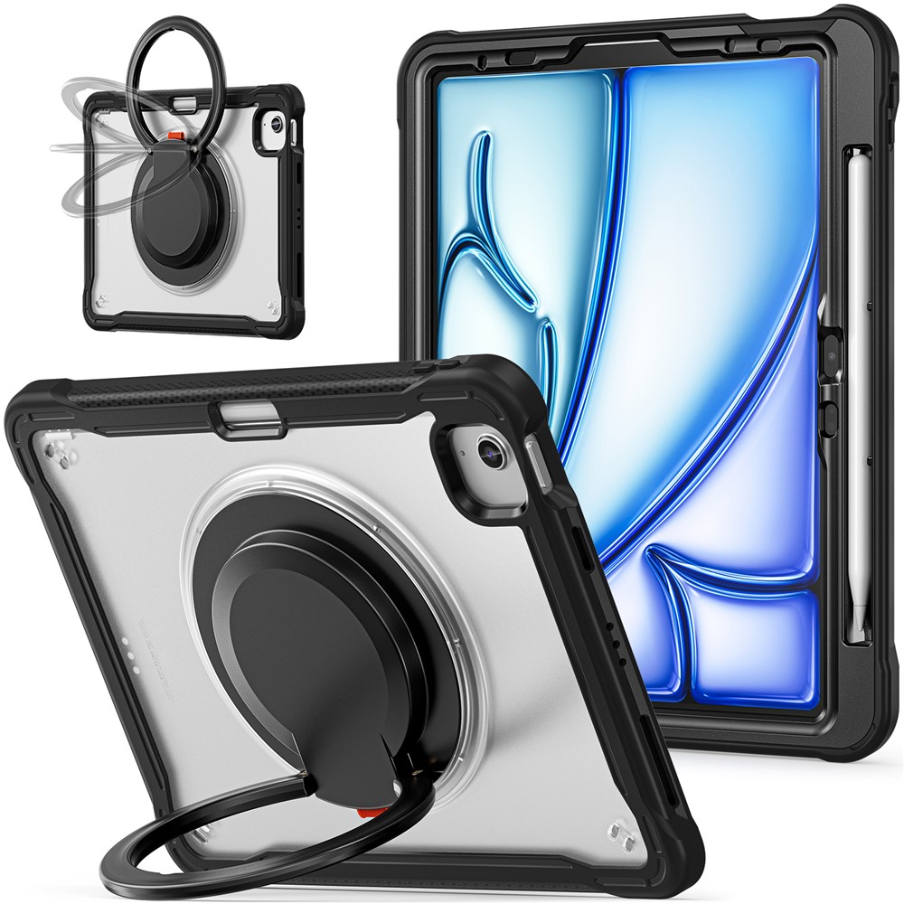 For iPad Air 11 (2025) / (2024) / Air (2022) / (2020) / Pro 11 (2022) / (2021) / (2020) / (2018) Case Rotary Kickstand Tablet Cover - Transparent