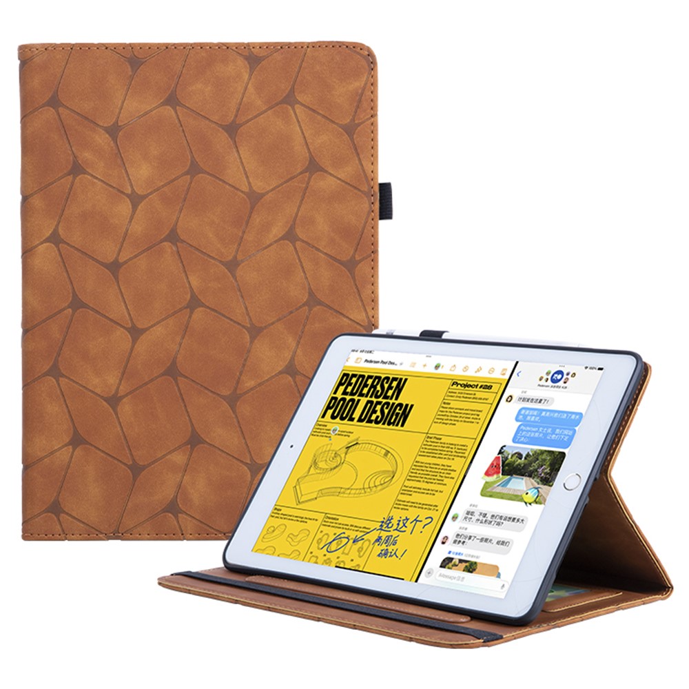 For iPad 10.2 (2021) / (2020) / (2019) / iPad Air 10.5 inch (2019) Case PU Leather Pattern Tablet Cover with Card Slots - Brown