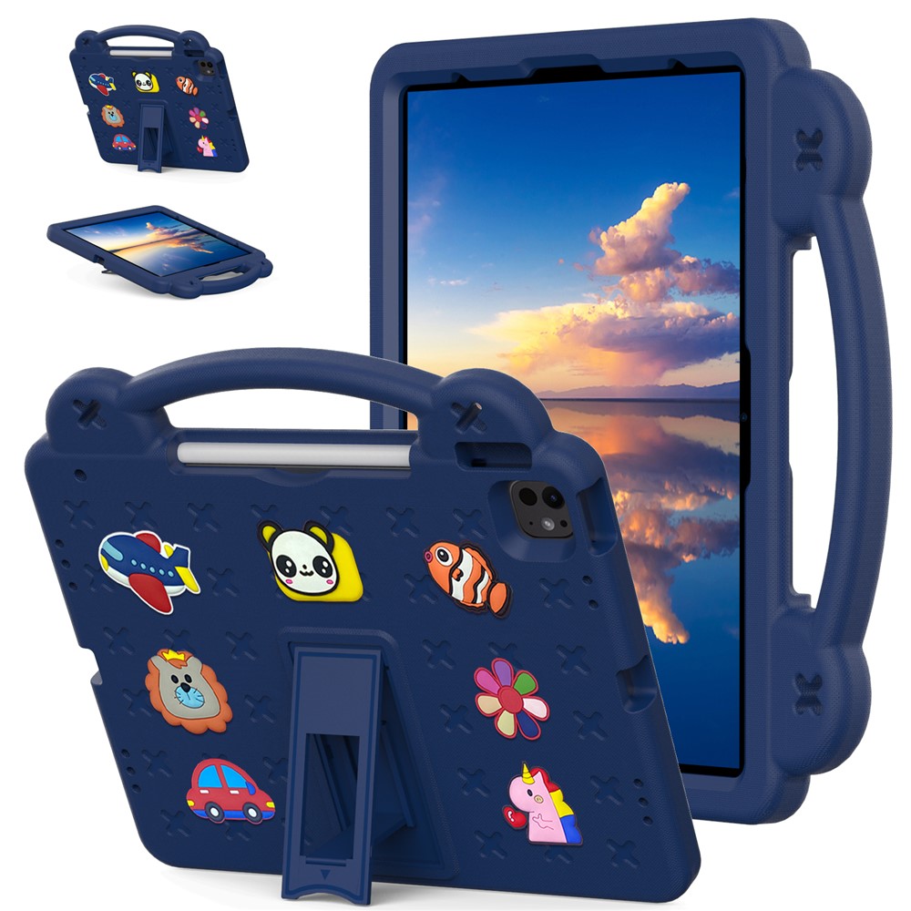 For iPad Pro 13 (2025) / 13 (2024) / Air 13 (2025) / (2024) / iPad Pro 12.9 (2022) / (2021) / (2020) / (2018) Case Kids EVA Tablet Cover - Navy Blue