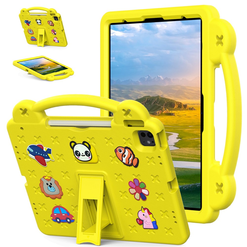 For iPad Pro 13 (2025) / 13 (2024) / Air 13 (2025) / (2024) / iPad Pro 12.9 (2022) / (2021) / (2020) / (2018) Case Kids EVA Tablet Cover - Yellow
