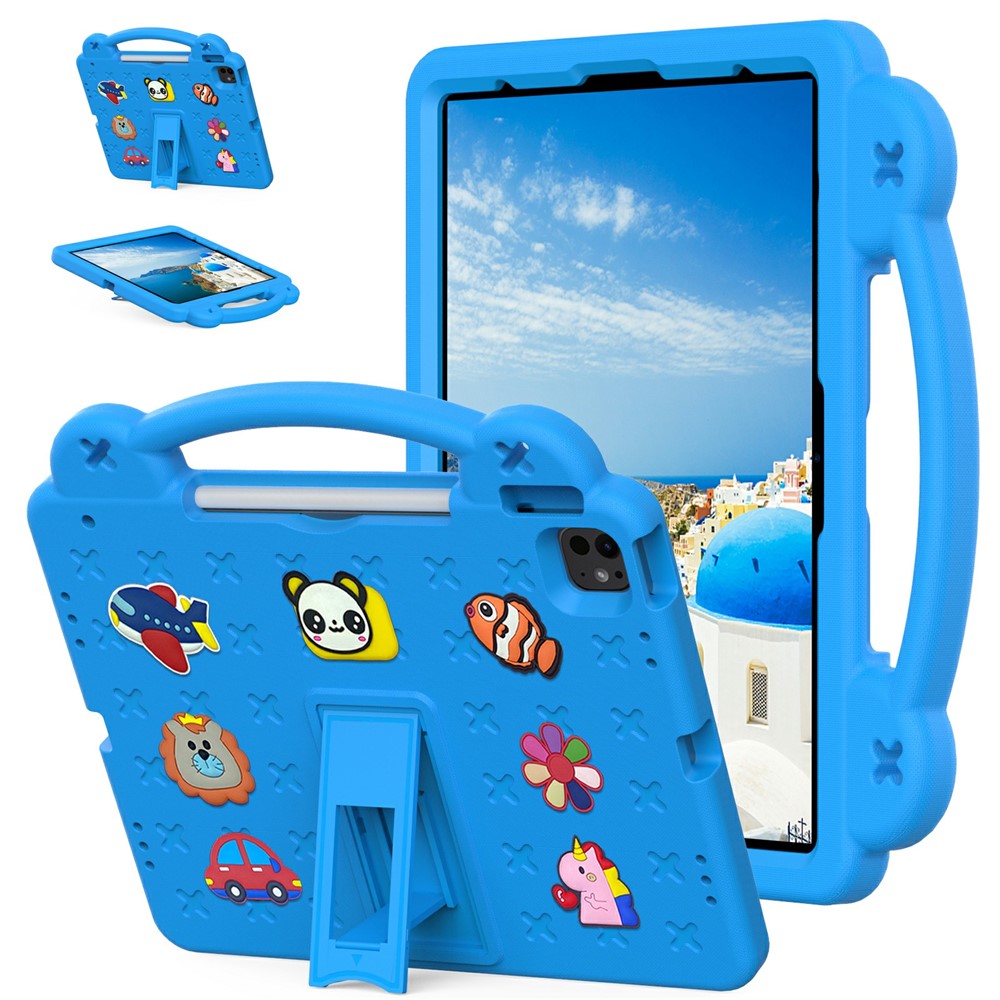 For iPad Pro 13 (2025) / 13 (2024) / Air 13 (2025) / (2024) / iPad Pro 12.9 (2022) / (2021) / (2020) / (2018) Case Kids EVA Tablet Cover - Sky Blue