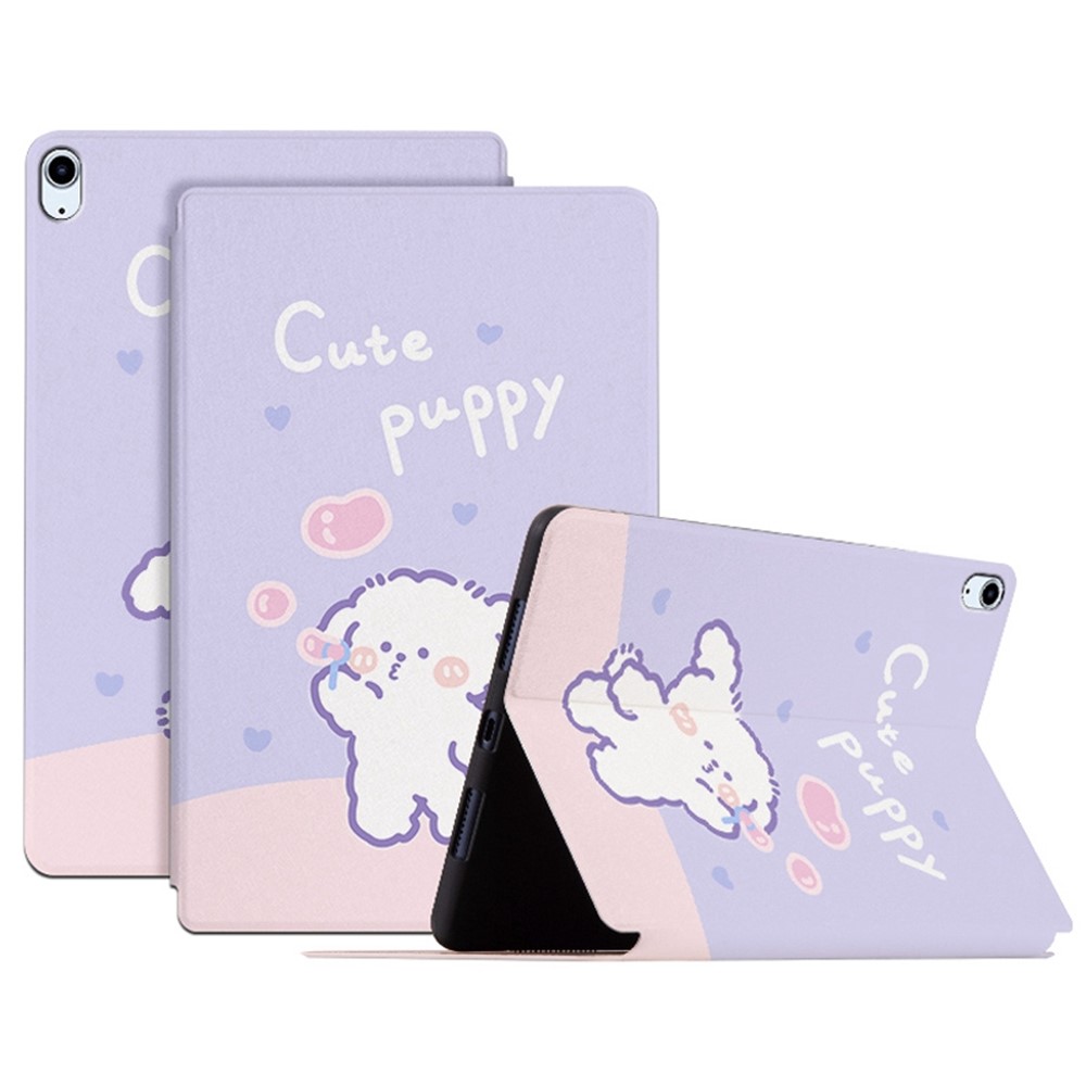 For iPad Air (2022)/(2020) Shockproof Stand Tablet Case Cartoon Pattern Printing PU Leather Auto Wake/Sleep Protective Cover - Bubble Dog