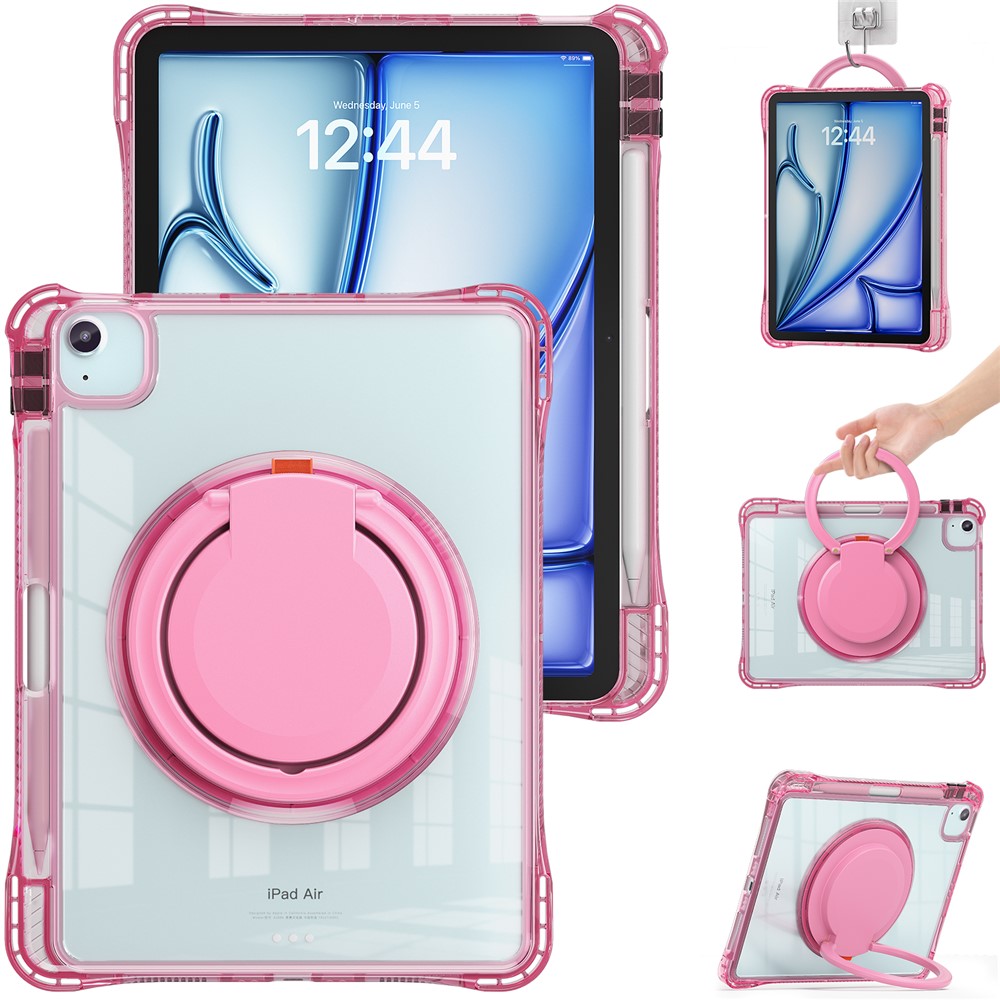 For iPad Air 11 (2025) / (2024) / Air (2022) / (2020) / Pro 11 (2022) / (2021) / (2020) / (2018) Case Rotary Kickstand Tablet Cover - Rose