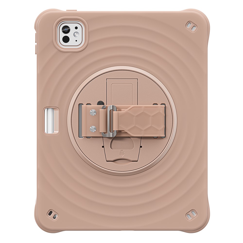 For iPad Pro 11 (2025) / 11 (2024) Case Hand Strap Kickstand TPU+PC+Silicone Tablet Cover - Latte Color