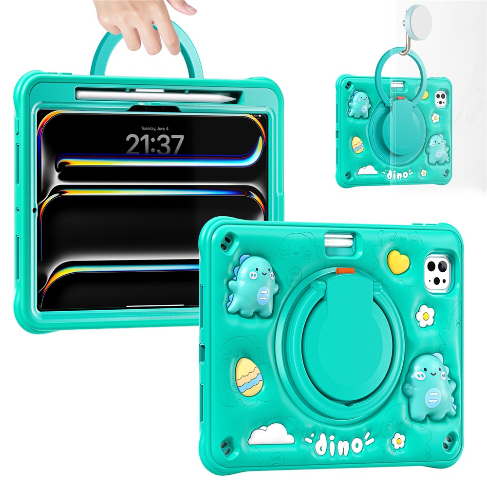 For iPad Pro 11 (2025) / 11 (2024) Case Cartoon Dinosaur Kickstand PC+Silicone+TPU Tablet Cover