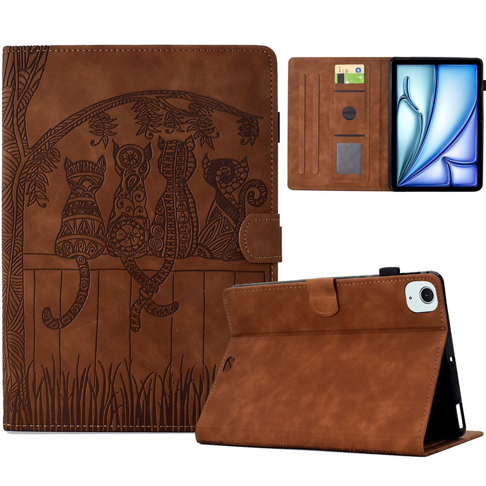 For iPad Air 11 (2025) / (2024) / Air (2022) / (2020) / iPad Pro 11 (2022) / (2021) / (2020) / (2018) Case Leather Card Slots Tablet Cover -  Brown