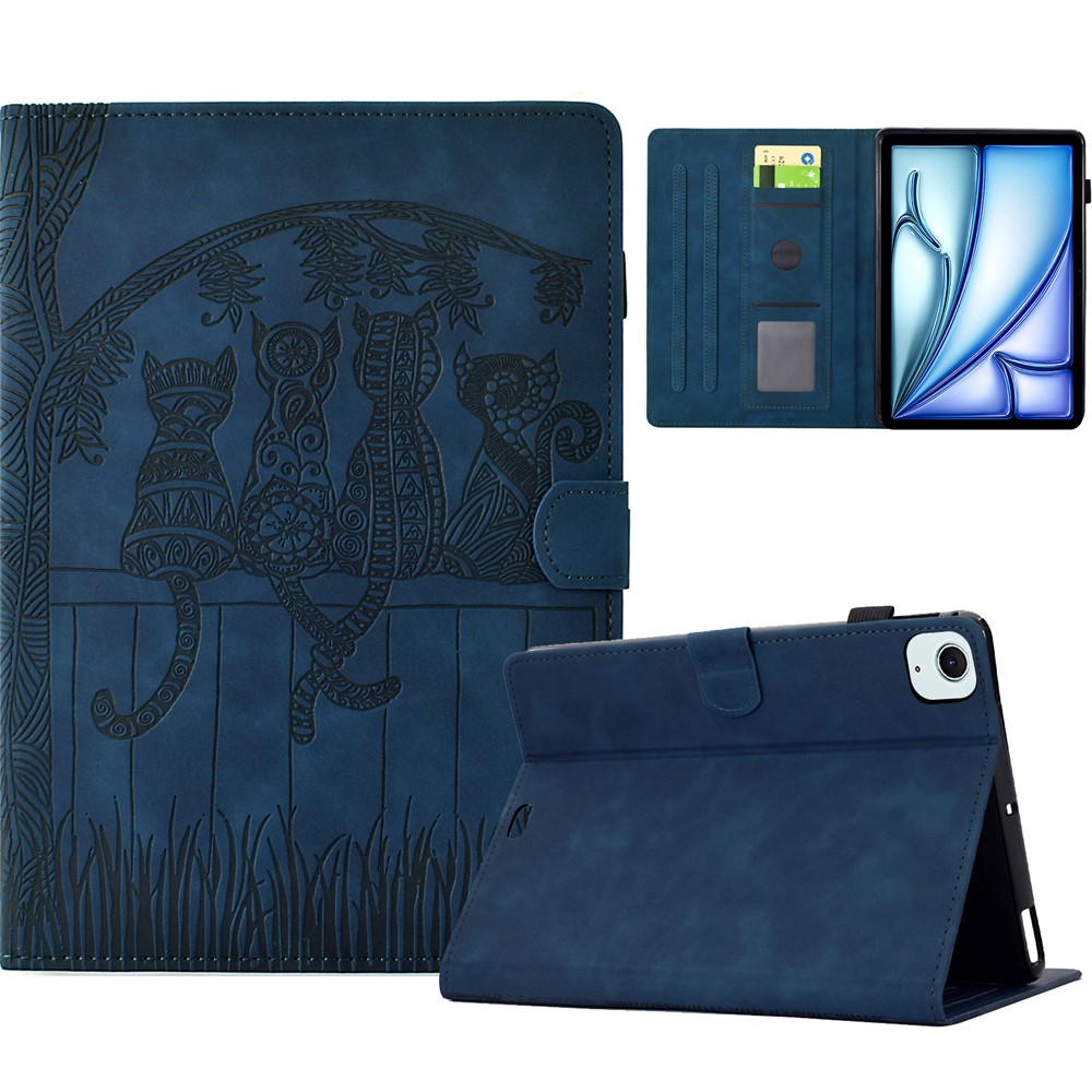 For iPad Air 11 (2025) / (2024) / Air (2022) / (2020) / iPad Pro 11 (2022) / (2021) / (2020) / (2018) Case Leather Card Slots Tablet Cover -  Dark Blue