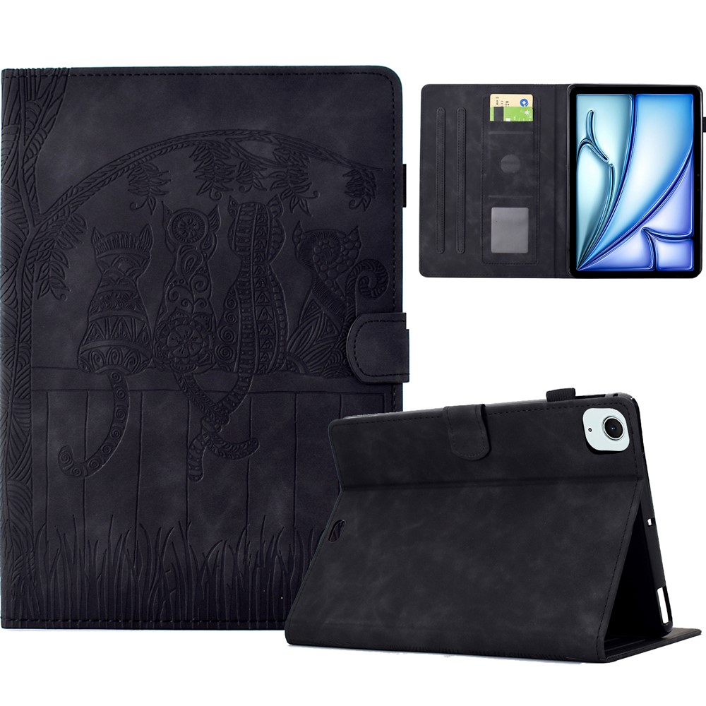 For iPad Air 11 (2025) / (2024) / Air (2022) / (2020) / iPad Pro 11 (2022) / (2021) / (2020) / (2018) Case Leather Card Slots Tablet Cover -  Black