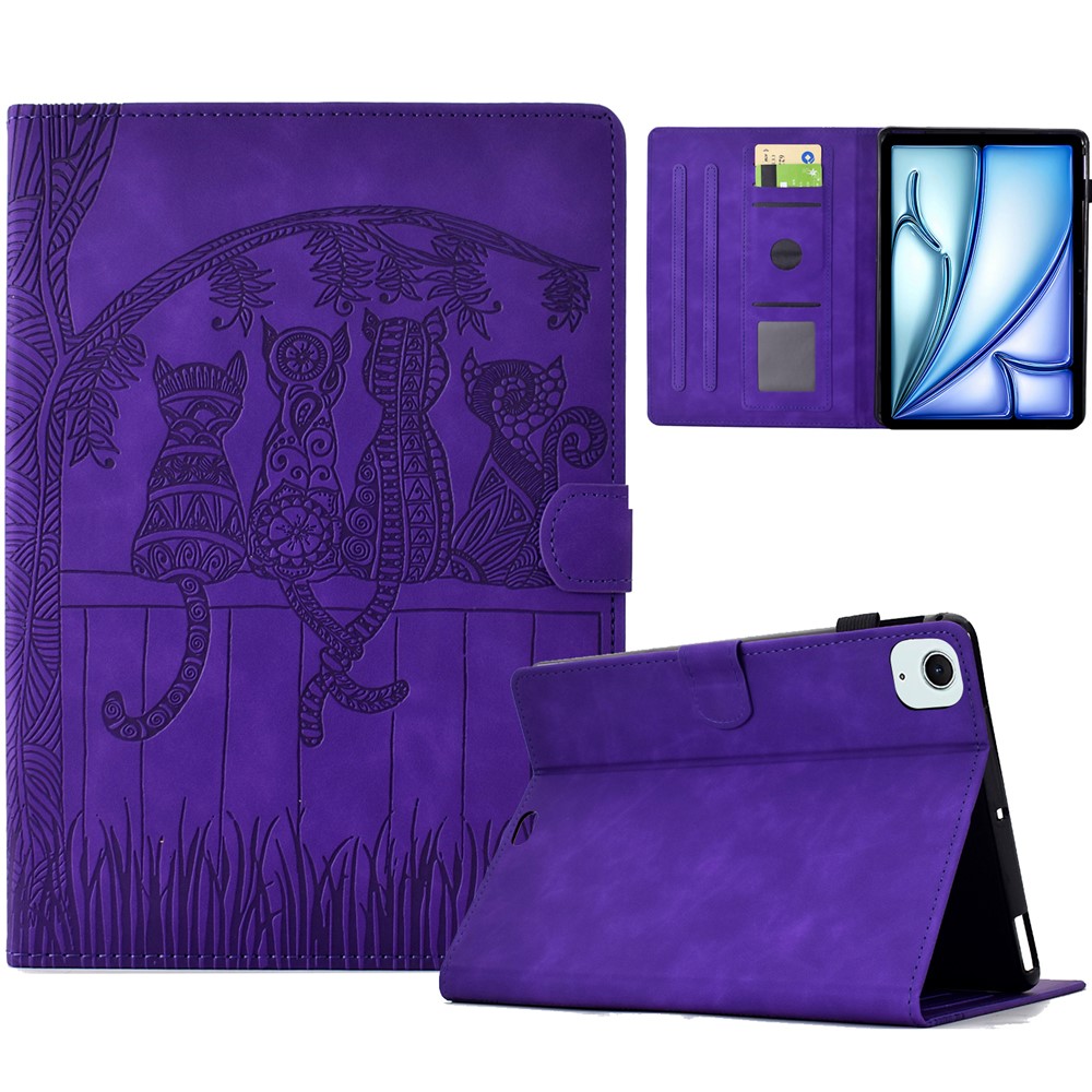 For iPad Air 11 (2025) / (2024) / Air (2022) / (2020) / iPad Pro 11 (2022) / (2021) / (2020) / (2018) Case Leather Card Slots Tablet Cover -  Purple