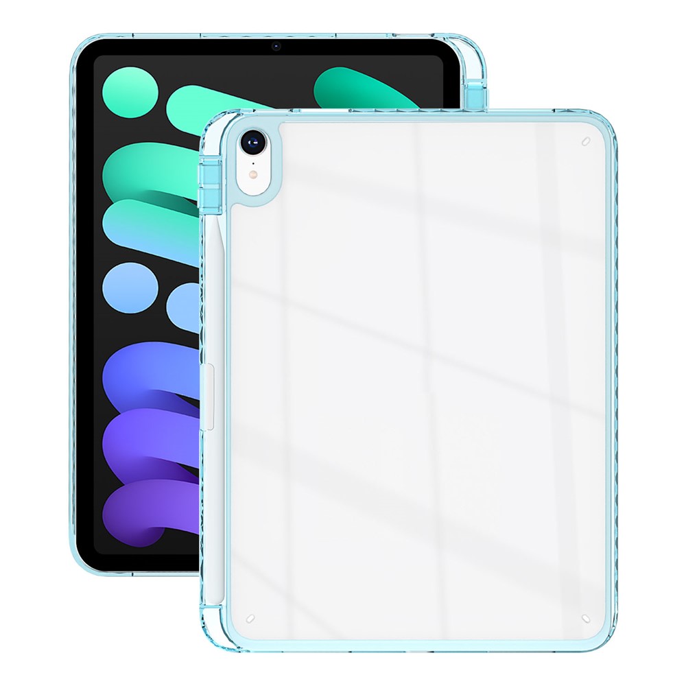 For iPad (2025) / 10.9 (2022) Case Clear TPU Tablet Protective Cover with Pen Slot - Baby Blue