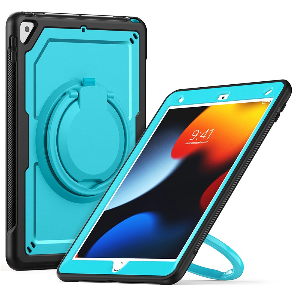 For iPad 10.2 (2021) / (2020) / (2019) / iPad Pro 10.5-inch (2017) / iPad Air 10.5 inch Case with Strap Kickstand PC+TPU Tablet Cover - Baby Blue