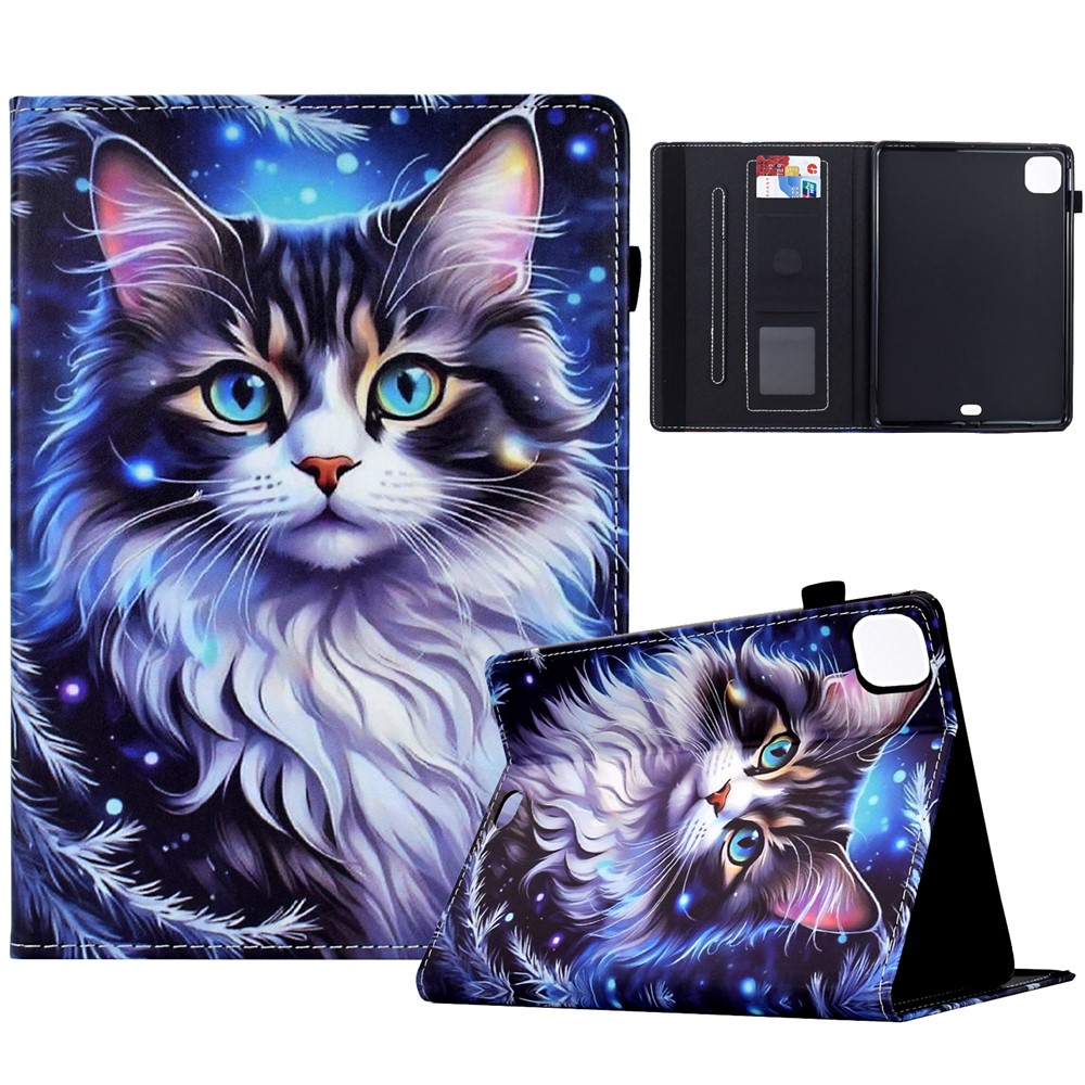 Tablet Case for iPad Air 11 (2025) / (2024) / iPad Pro 11 (2022) / (2020) / Air (2022) / (2020) Pattern Printing Cover Card Holder - Cat
