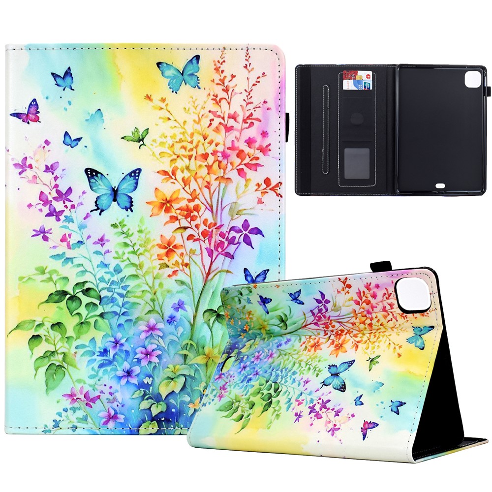 Tablet Case for iPad Air 11 (2025) / (2024) / iPad Pro 11 (2022) / (2020) / Air (2022) / (2020) Pattern Printing Cover Card Holder - Flowers And Butterflies