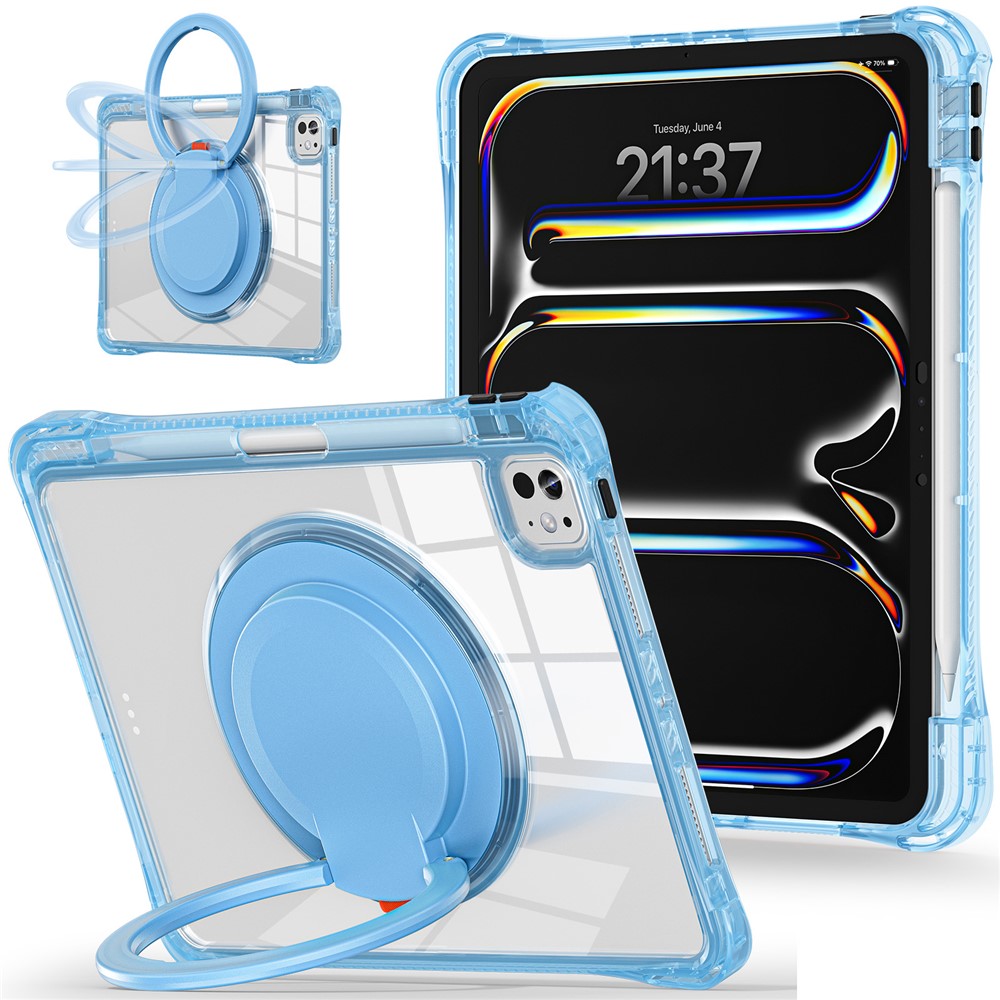 For iPad Pro 11 (2025) / 11 (2024) Case Rotary Kickstand PC+TPU+Acrylic Tablet Cover - Baby Blue