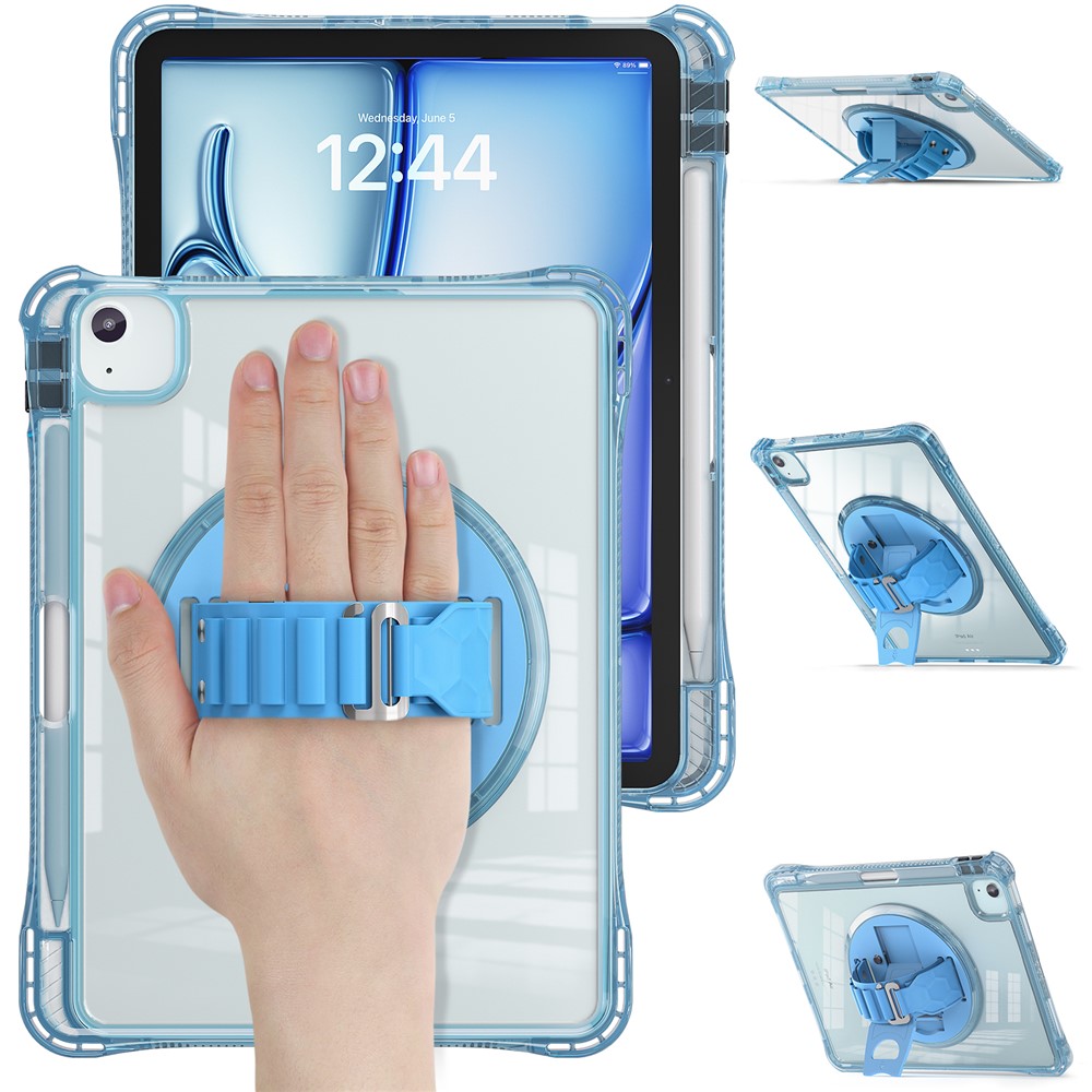 For iPad Air 11 (2025) / (2024) / Air (2022) / (2020) / Pro 11 (2022) / (2021) / (2020) / (2018) Case Kickstand Clear Tablet Cover - Baby Blue