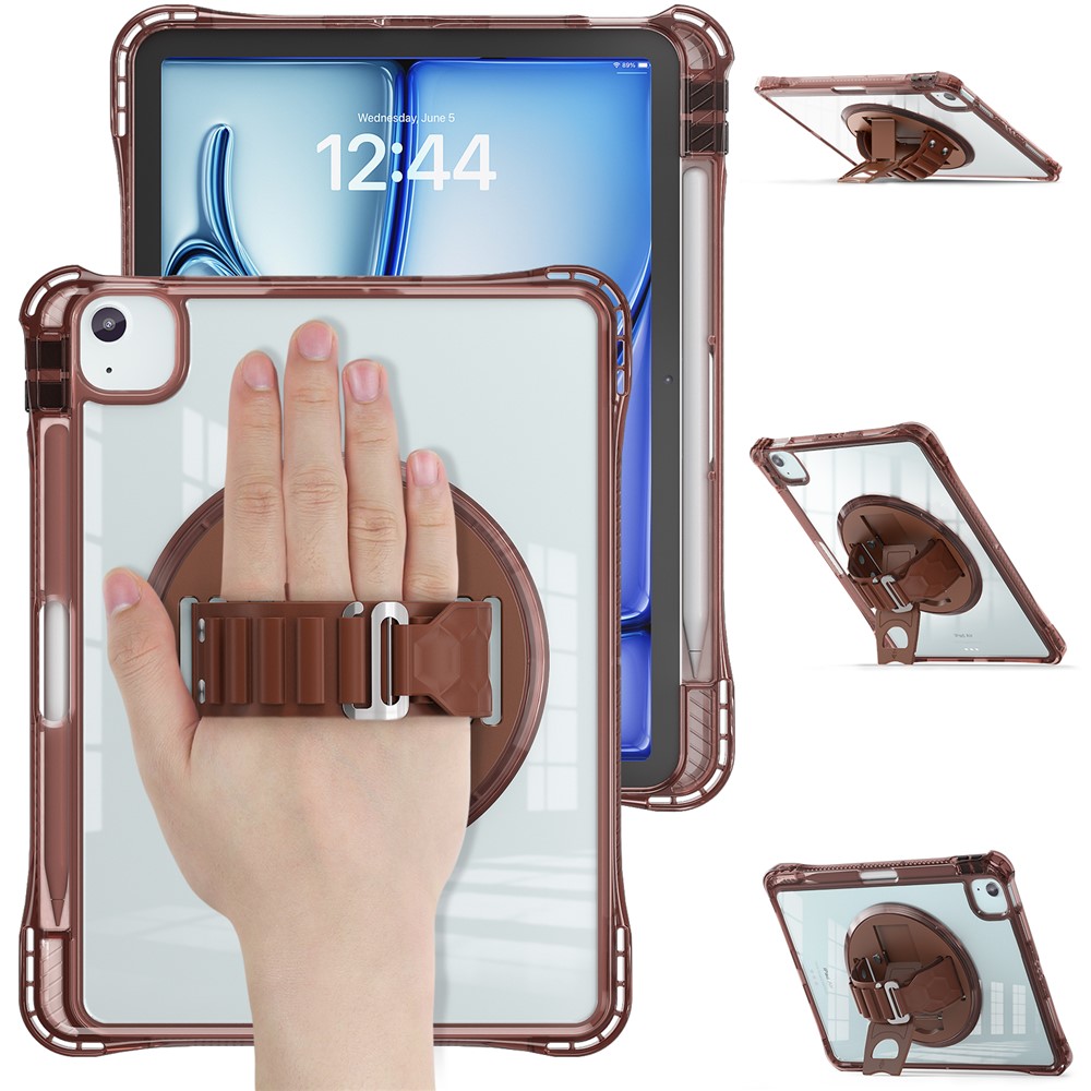 For iPad Air 11 (2025) / (2024) / Air (2022) / (2020) / Pro 11 (2022) / (2021) / (2020) / (2018) Case Kickstand Clear Tablet Cover - Chocolate Color