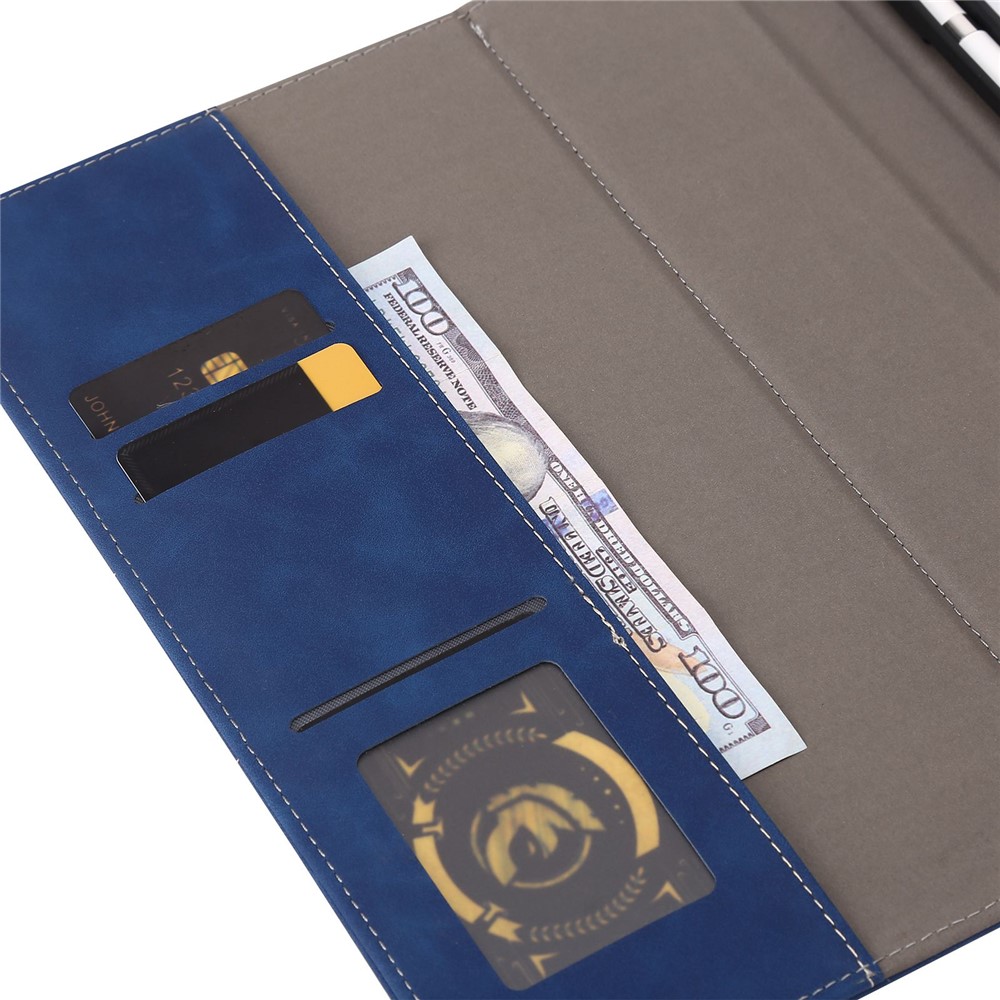 For iPad 10.2 (2021)/(2020)/(2019) PU Leather Smart Cover Wallet Design Folio Stand Tablet Case with Pencil Holder – Dark Blue-4